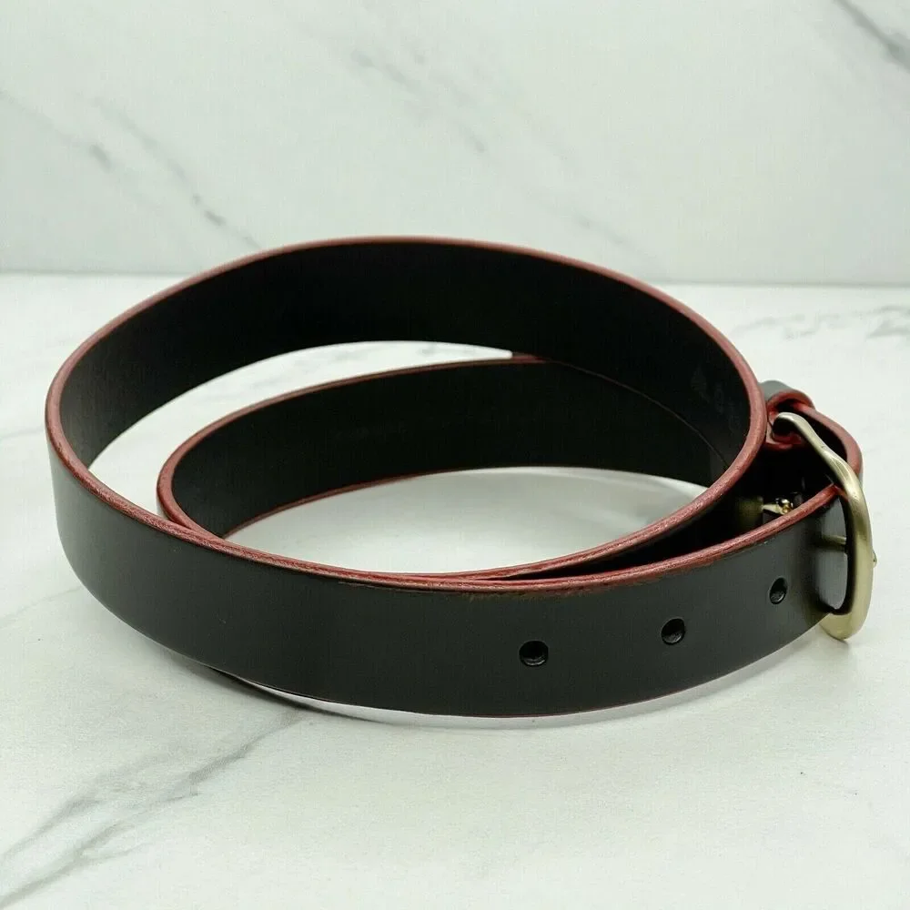 Delta Airlines Black Leather Belt with Red Trim Size Small S